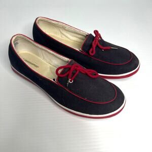 Grasshoppers Westwind Retro Navy Blue Red Canvas Slip On Loafers Size 9.5 Wide